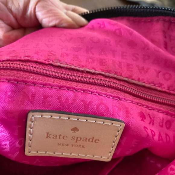 KATE SPADE BLACK NYLON TOTE PURSE LEATHER HANDLES - Picture 4 of 7